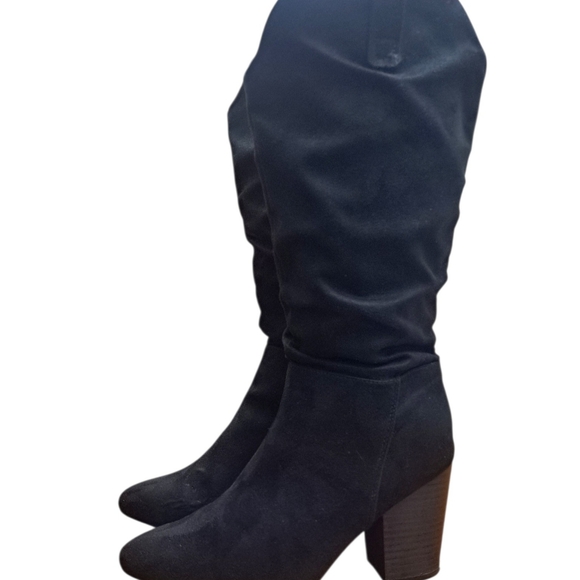 Sugar Faux Suede Knee High Black Slouch Boots Women's Size 8 - Picture 6 of 13